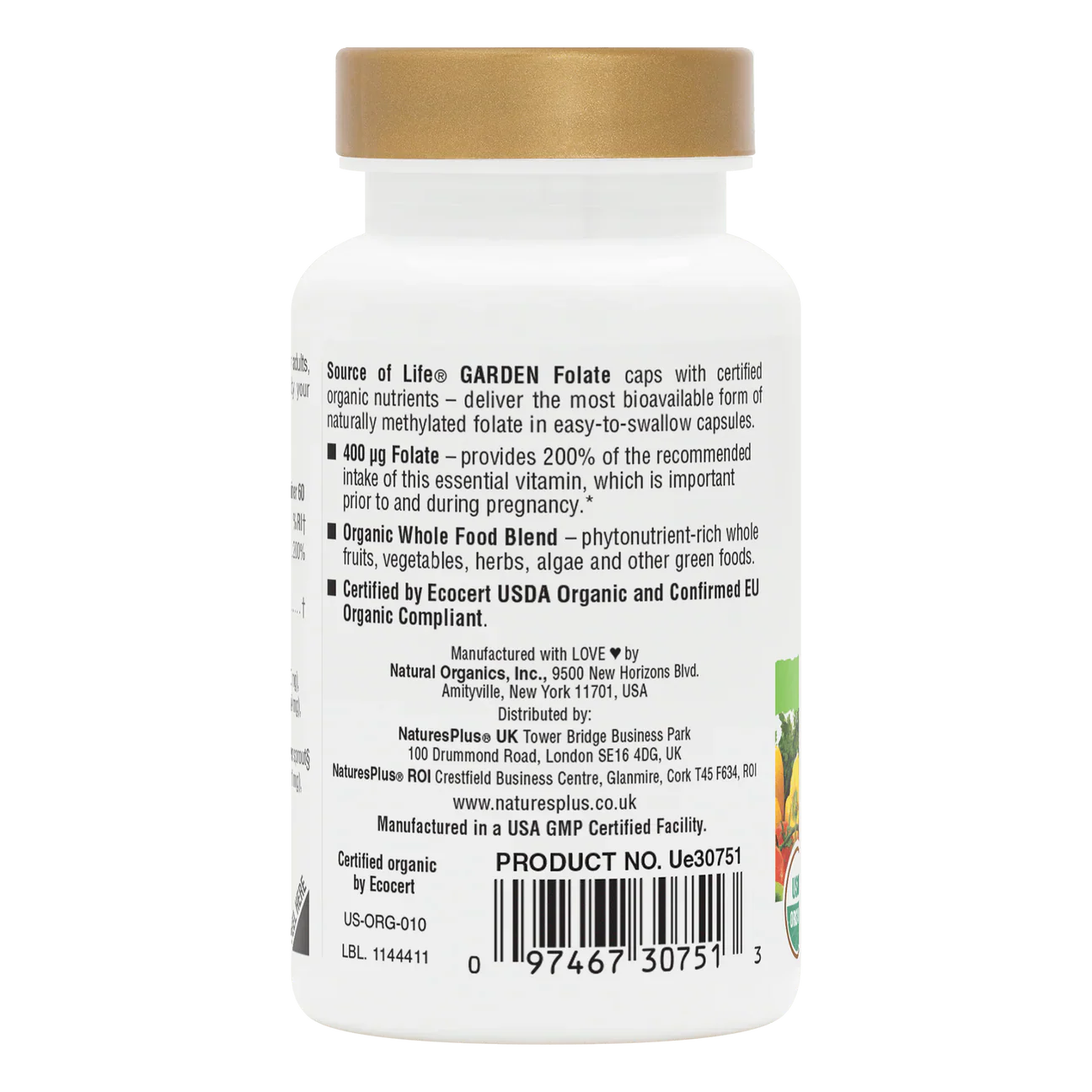 Natures Plus Source Of Life Garden Organic Folate 60 Capsules