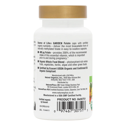 Natures Plus Source Of Life Garden Organic Folate 60 Capsules