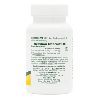 Natures Plus Potassium Iodide 150mcg Iodine 100 Tablets