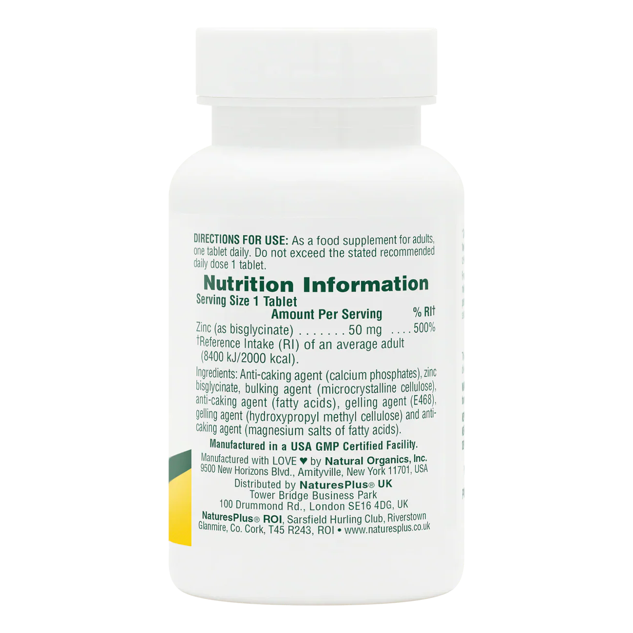 Natures Plus Zinc 50mg 90 Tablets