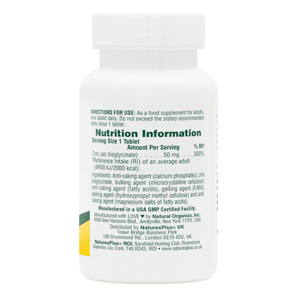Natures Plus Zinc 50mg 90 Tablets