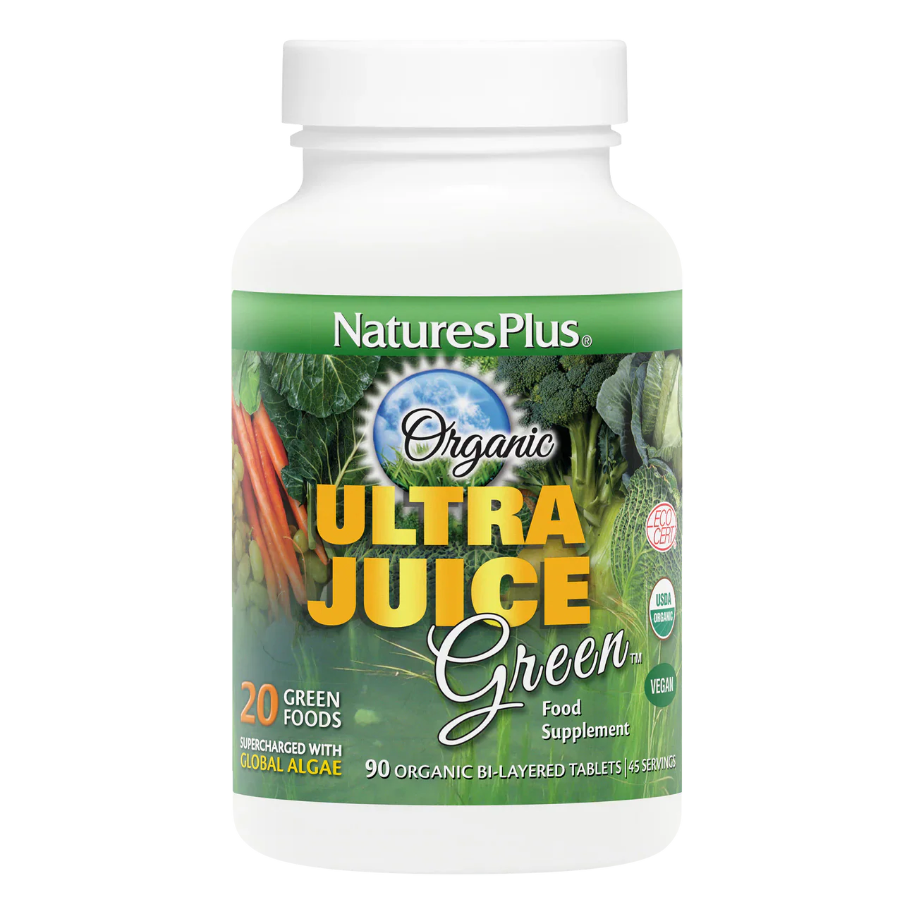 Natures Plus Ultra Juice Green Organic Bilayer 90 Tablets