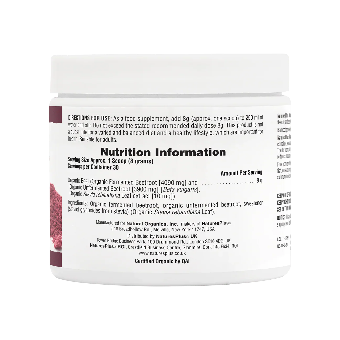 Natures Plus Beet Organic Powder 240g