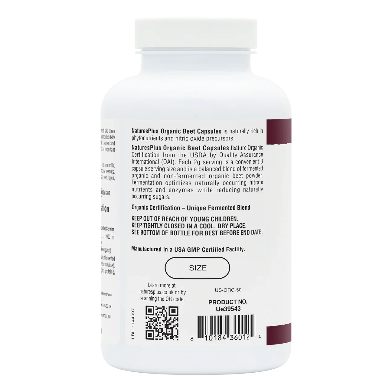 Natures Plus Beet Organic 180 Capsules