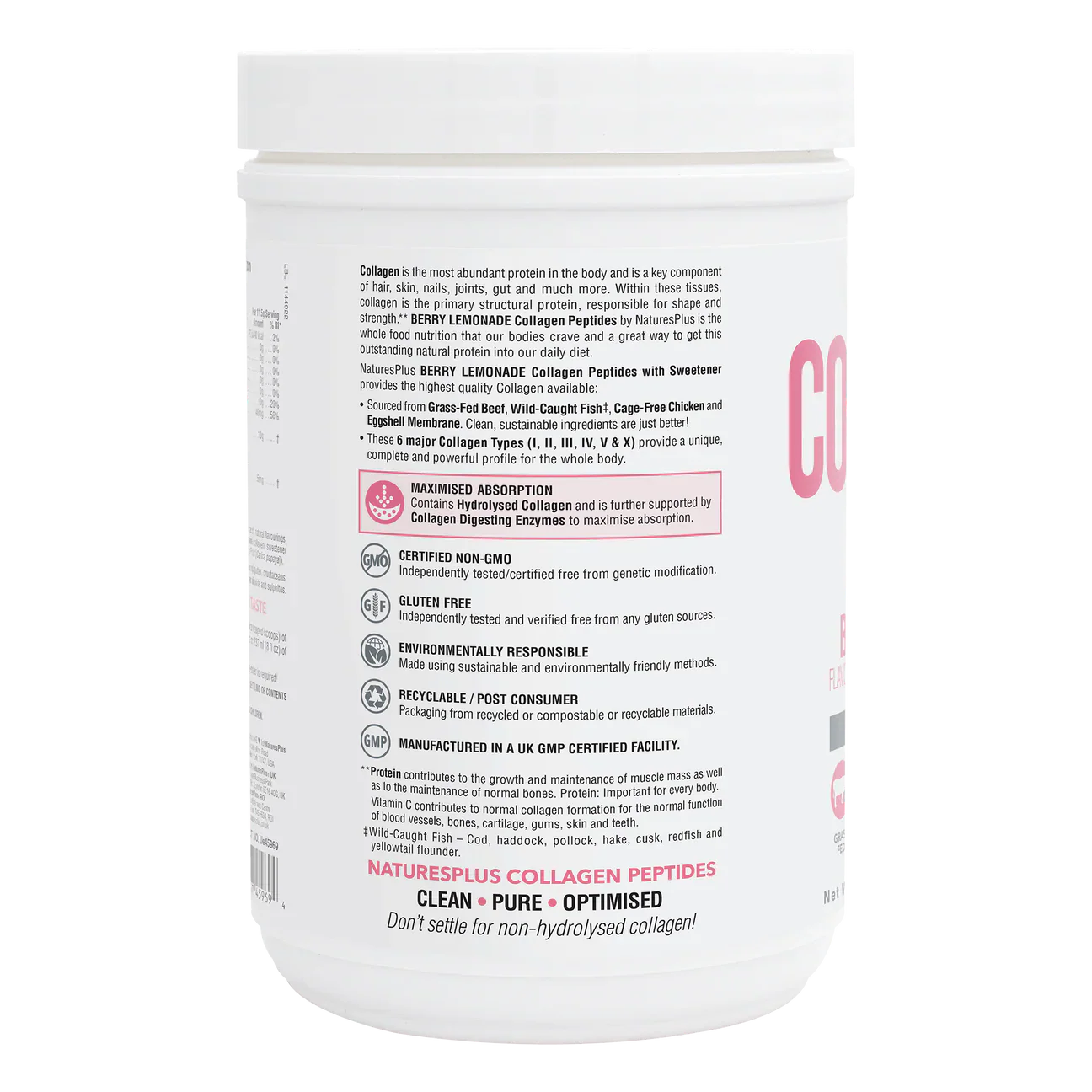 Natures Plus Collagen Berry Lemonade 322g