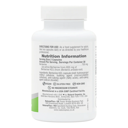 Natures Plus Berberine 750mg 60 Capsules