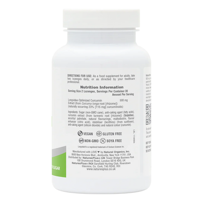 Natures Plus Curcumin 500mg 60 Lozenges