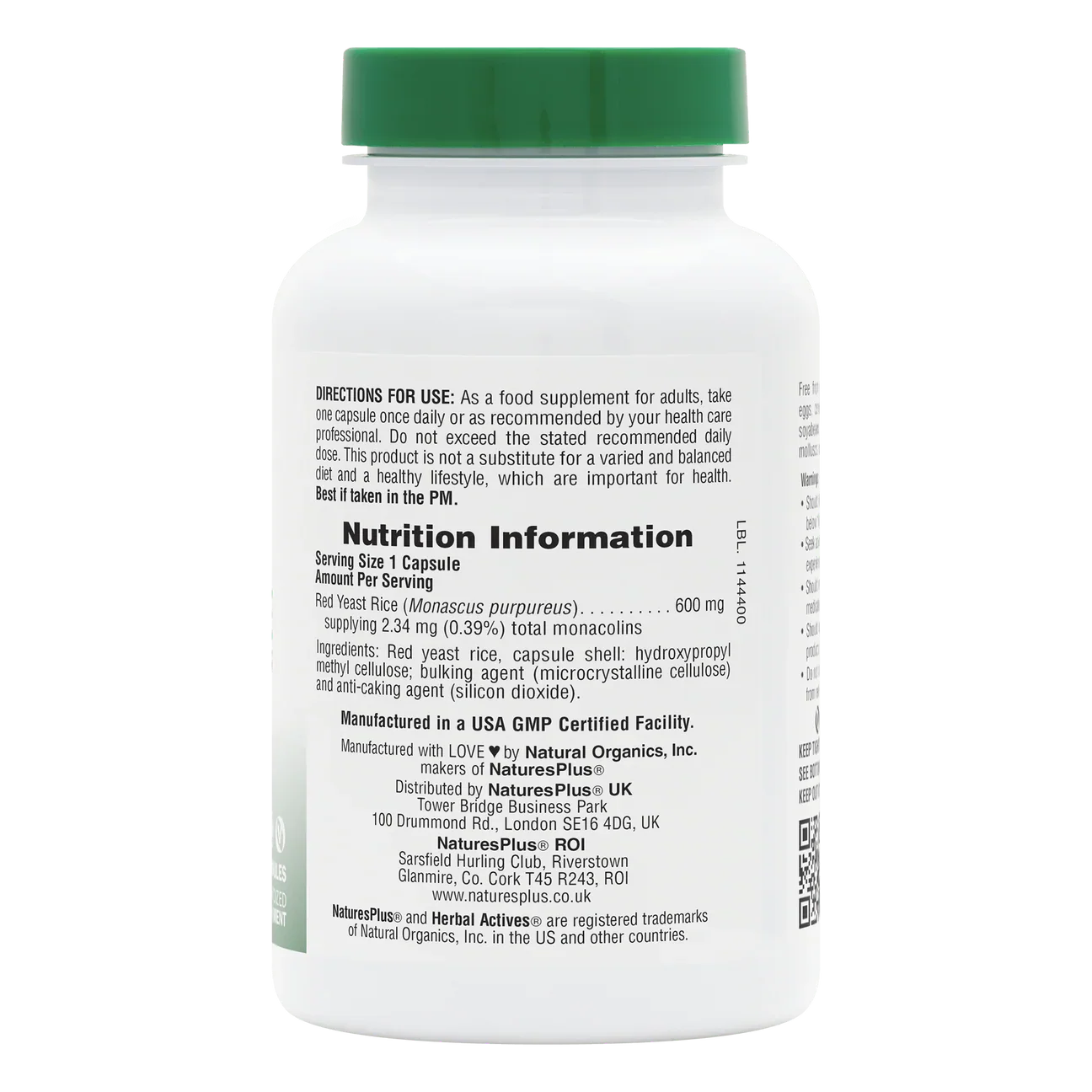 Natures Plus Herbal Actives Red Yeast Rice 600mg