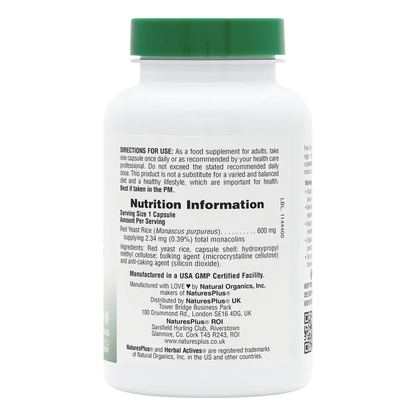 Natures Plus Herbal Actives Red Yeast Rice 600mg