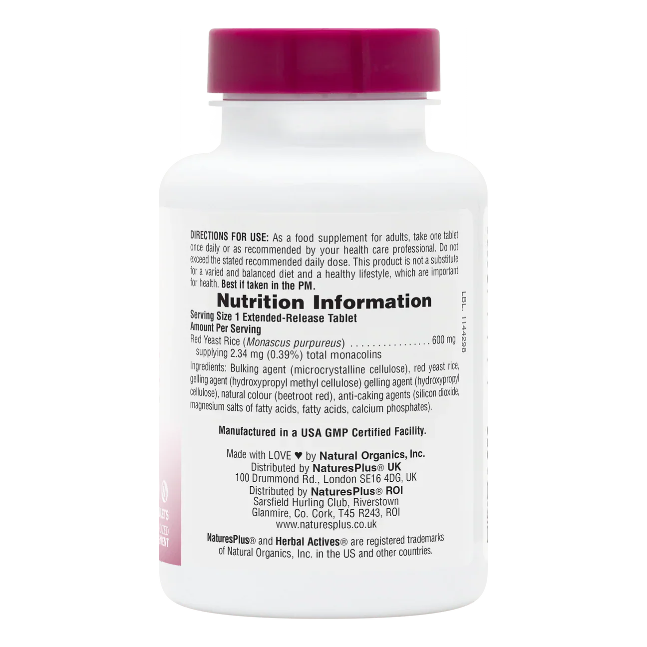 Natures Plus Herbal Actives Extended Release Red Yeast Rice 600mg