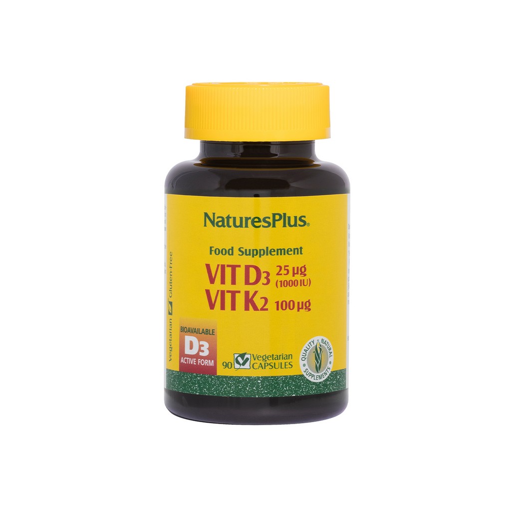 Nature's Plus Vitamin D3 1000IU K2 100mcg 90 Capsules