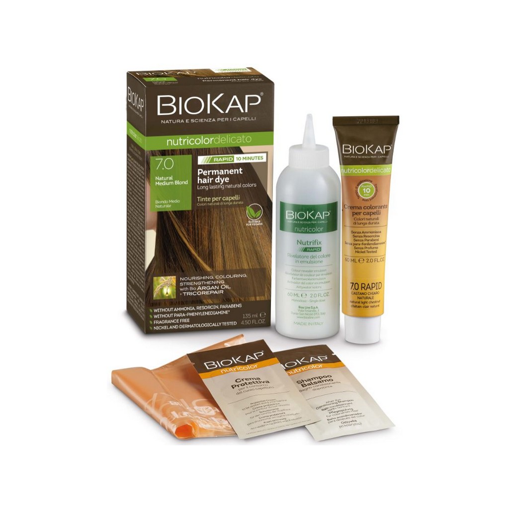 BioKap Natural Medium Blond 7.0 Rapid Hair Dye 135 ml