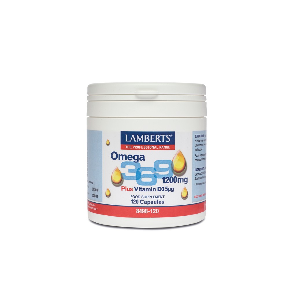 Lamberts Omega 3, 6 And 9 Plus Vitamin D3 5µg 120 Capsules