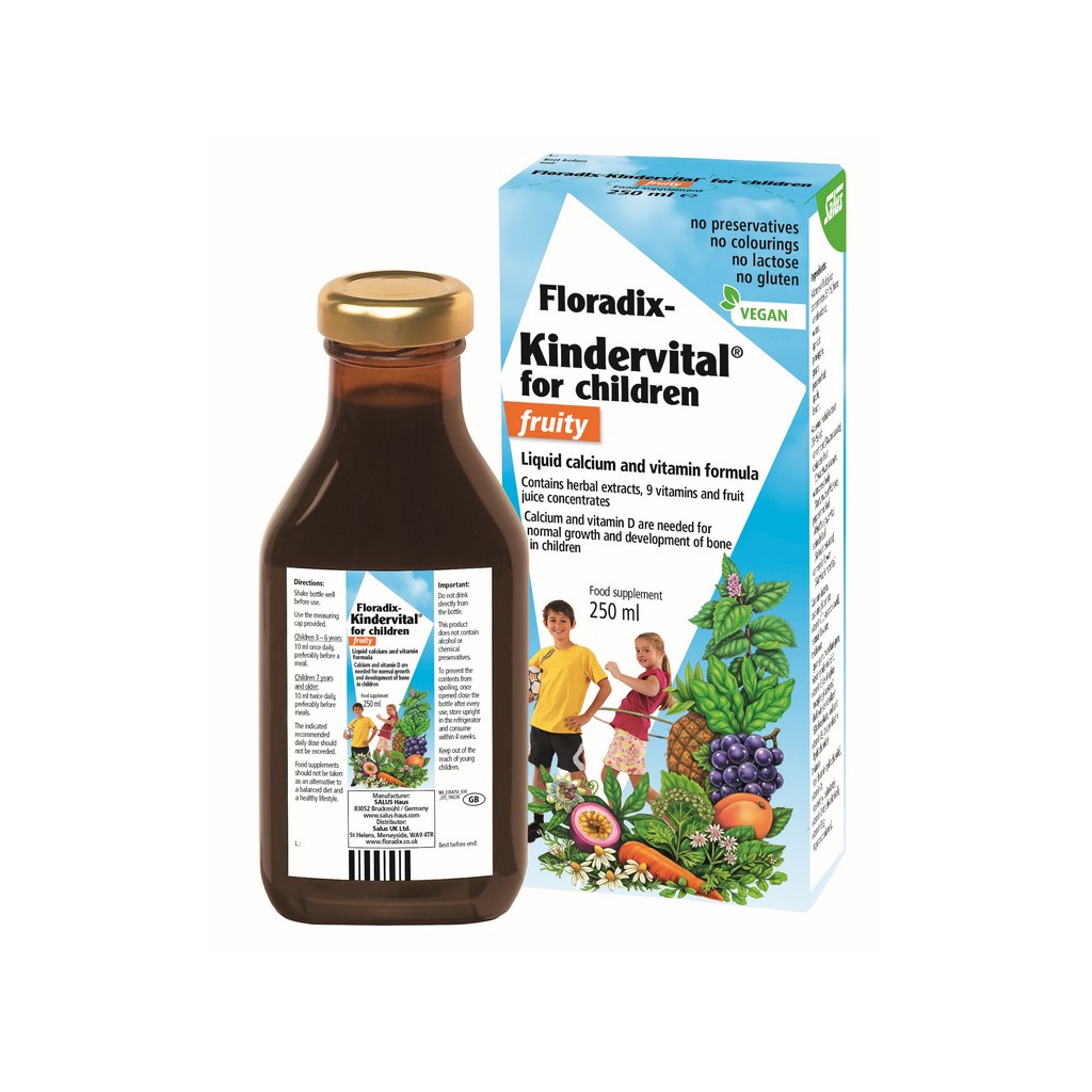 Floradix Kindervital for Children Multivitamin for Children Fruity Formula 250ml