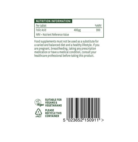 Natures Aid Folic Acid 400ug 90 Tablets - Image 3