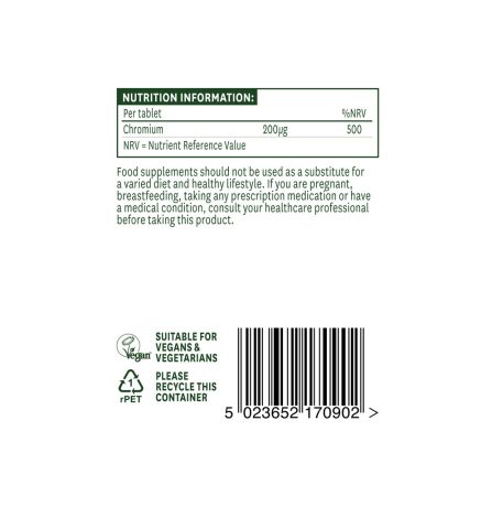 Natures Aid Chromium Picolinate 200µg elemental 90 Tablets - Image 3
