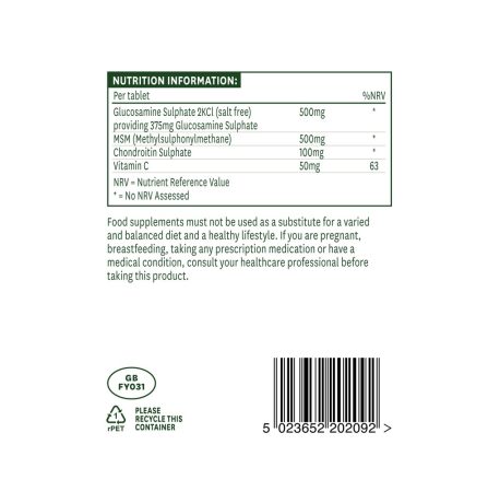 Natures Aid Glucosamine 500mg, MSM 500mg + Chondroitin 100mg - Image 3