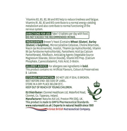 Natures Aid Vitamin B Complex 90 Tablets - Image 2
