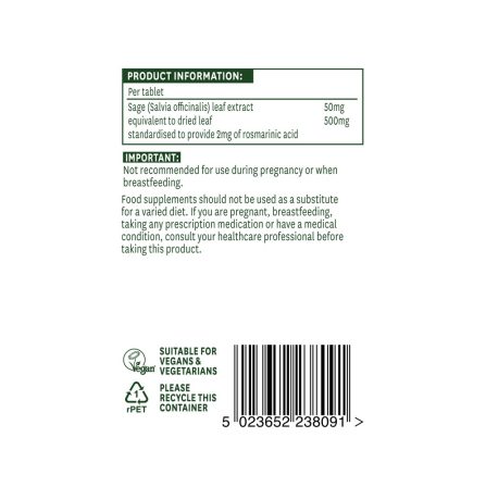 Natures Aid Sage Leaf 50mg 90 Tablets - Image 3