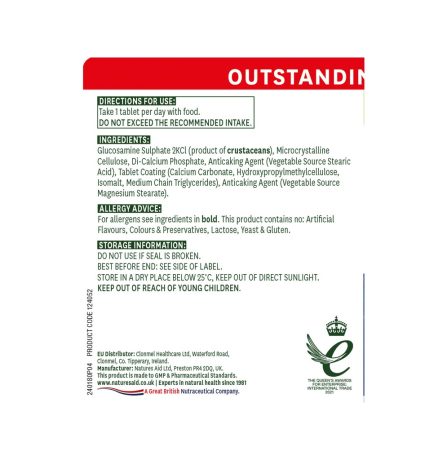 Natures Aid Glucosamine Sulphate 1500mg High Strength Outstanding Value! 180 Tablets - Image 2