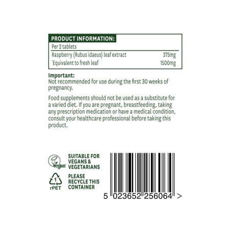 Natures Aid Raspberry Leaf 375mg 60 Tablets - Image 3