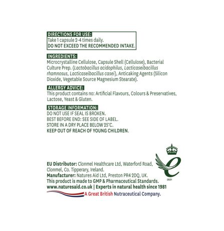 Natures Aid Acidophilus Complex 5 Billion 60 Capsules - Image 2