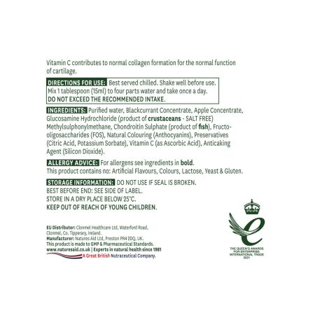 Natures Aid Glucosamine, 1200mg, MSM 500mg & Chondroitin 400mg 500ml - Image 2