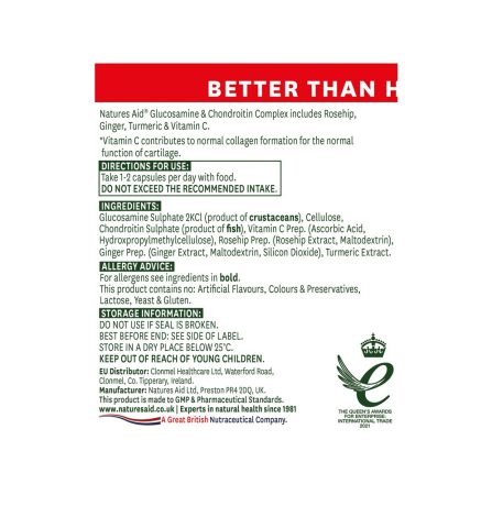 Natures Aid Glucosamine 500mg & Chondroitin 100mg Complex Better Than 1/2 Price! 90 Capsules - Image 2
