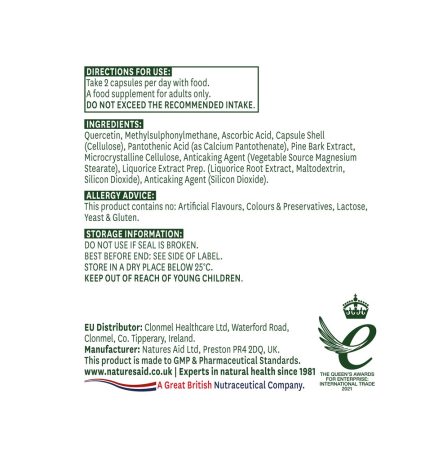 Natures Aid Quercetin Formula 90 Capsules - Image 2