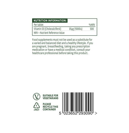 Natures Aid Vitamin D3 1000iu 90 Tablets - Image 3