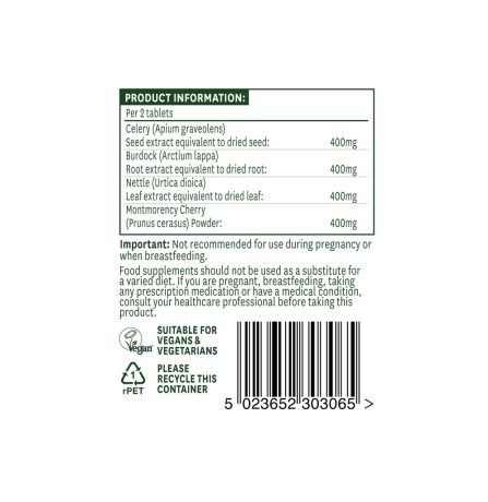 Natures Aid Celery Seed Complex with Montmorency Cherry, Burdock & Nettle 60 Tablets - Image 3