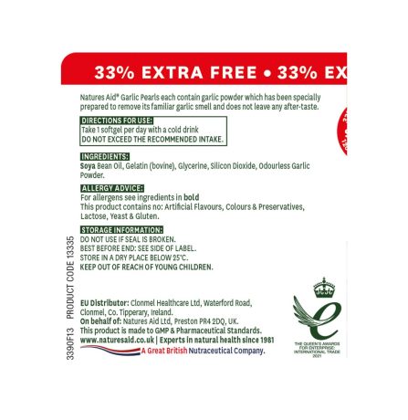 Natures Aid Odourless Garlic Pearls 33% Extra Free! 120 Tablets - Image 2