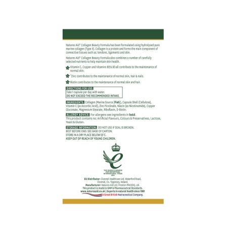 Natures Aid Collagen Beauty Formula with Vitamin C, Zinc & B-Vitamins 90 Capsules - Image 2