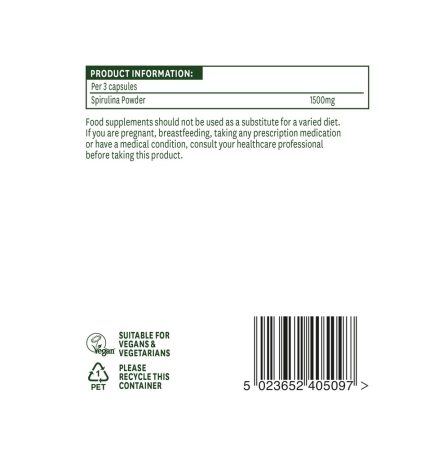 Natures Aid Organic Spirulina 500mg 90 Capsules - Image 3