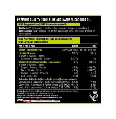 Natures Aid MCT Oil 500ml - Image 2