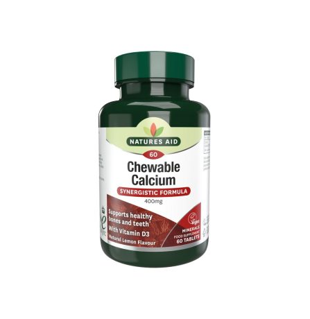 Natures Aid Calcium Chewable 400mg with Vitamin D3 60 Tablets
