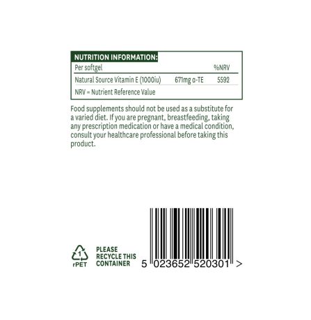Natures Aid Vitamin E 1000iu Natural Form 30 Softgels - Image 3