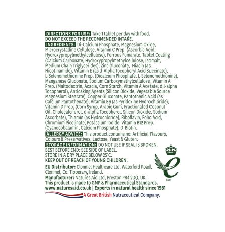 Natures Aid Complete Multi-Vitamins & Minerals 90 Tablets - Image 2