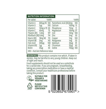 Natures Aid Complete Multi-Vitamins & Minerals 90 Tablets - Image 3