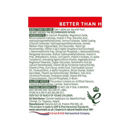 Natures Aid Complete Multi-Vitamins & Minerals Better Than 1/2 Price! 90 Tablets - Image 2