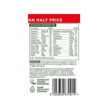Natures Aid Complete Multi-Vitamins & Minerals Better Than 1/2 Price! 90 Tablets - Image 3
