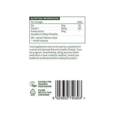 Natures Aid Zinc Lozenges with Rosehip + Vitamin C 30 Lozenges - Image 3