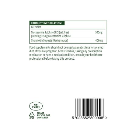 Natures Aid Glucosamine Sulphate 500mg & Chondroitin 400mg 90 Tablets - Image 3