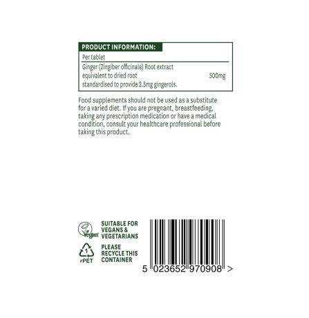 Natures Aid Ginger Root 500mg 90 Tablets - Image 3