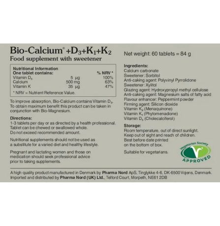 Pharma Nord Bio-Calcium + D3 + K1 + K2 500mg - Image 2
