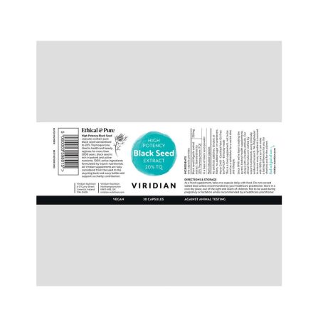 Viridian High Potency Black Seed Extract 20% TQ 30 Capsules - Image 2