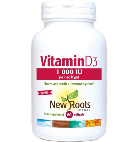 New Roots Vitamin D3 1 000 IU  60 Softgels