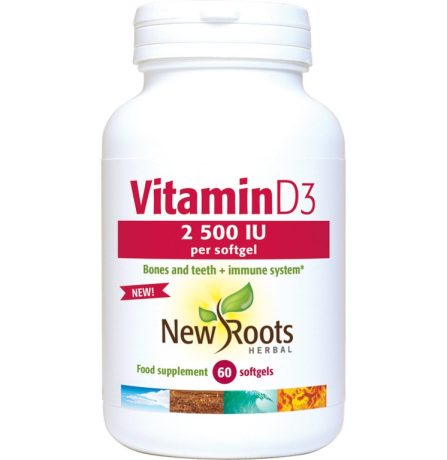New Roots Vitamin D3 2 500 IU  60 Softgels